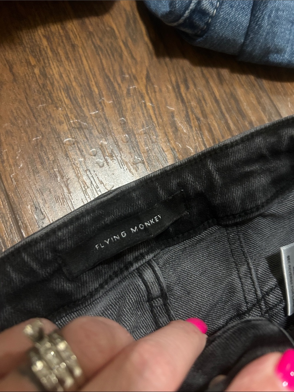 Flying Monkey Washed Black High-Rise Flare Jeans - Picture 3 of 4